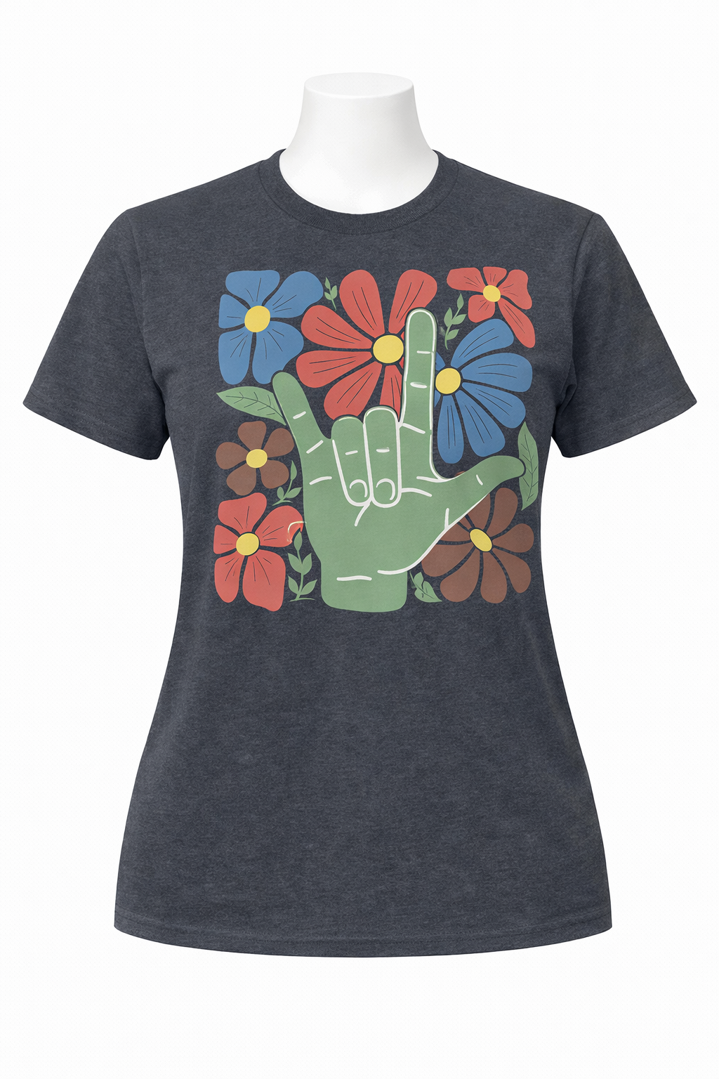 T-Shirt ASL “Love” – Floral / Chandail LSQ/ASL Unisexe – Alexia Rose Boutique