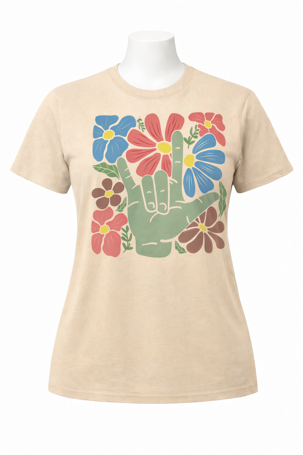 T-Shirt ASL “Love” – Floral / Chandail LSQ/ASL Unisexe – Alexia Rose Boutique